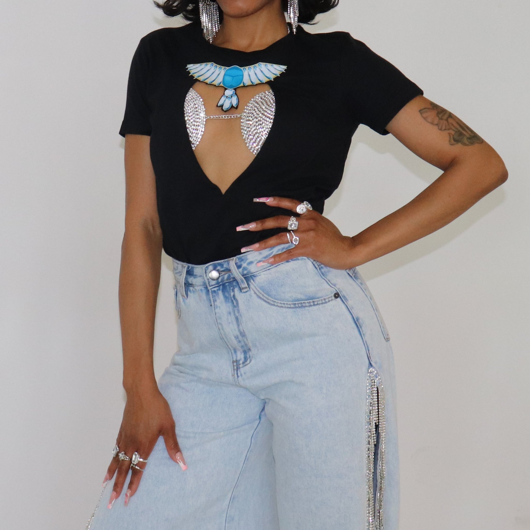 DIY Women's Scarab deep v tee